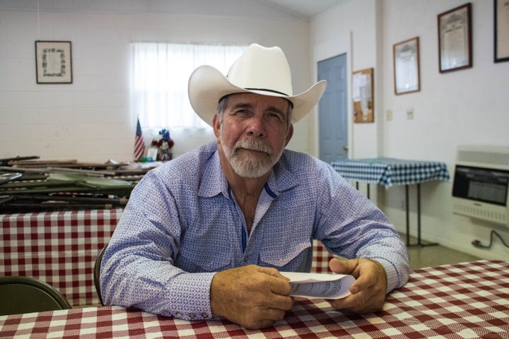 Herman "Dub" Tolbert inside an American Legion post in Bokoshe, Oklahoma.