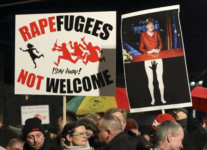 Members of LEGIDA, the Leipzig arm of the anti-Islam movement Patriotic Europeans Against the Islamisation of the West (PEGID