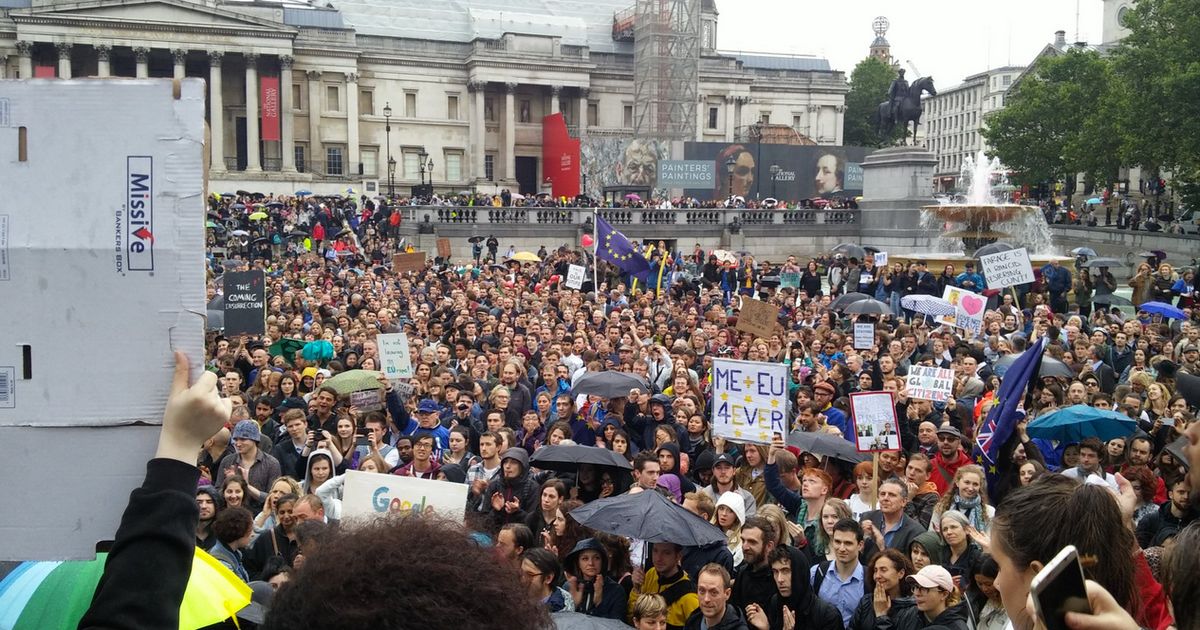 ProEU Rally At Trafalgar Square Attracts Thousands Despite Event Being