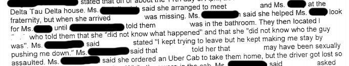 An excerpt from the probable cause affidavit about the 2015 rape case.