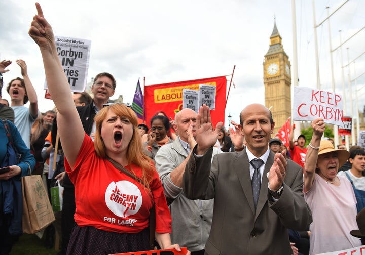 Corbyn supporters outside Parliament