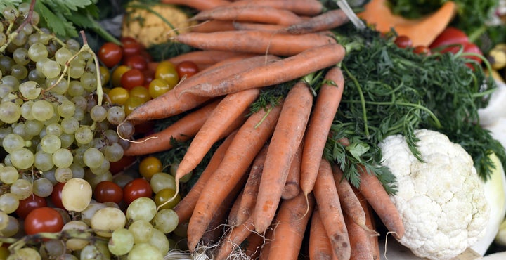 Produce judged too ugly to sell by mass market retailers in France, pictured during a campaign against food waste in the country. In the U.S., most grocers do not sell such produce, which is safe and healthy for human consumption.