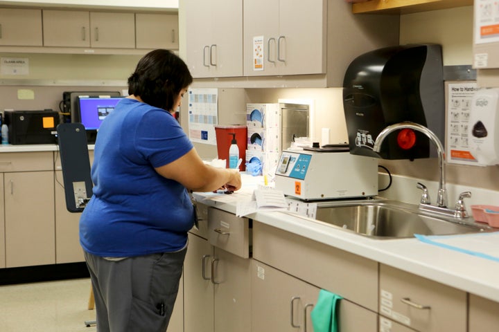 A staff member at Planned Parenthood South Austin Health Center labels blood samples at the clinic in Austin, Texas, U.S. June 27, 2016.