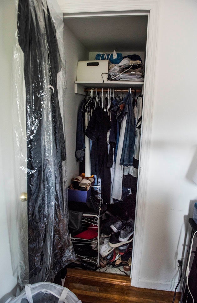 This Messy Primary Bedroom Closet Went from Overflowing to Organized