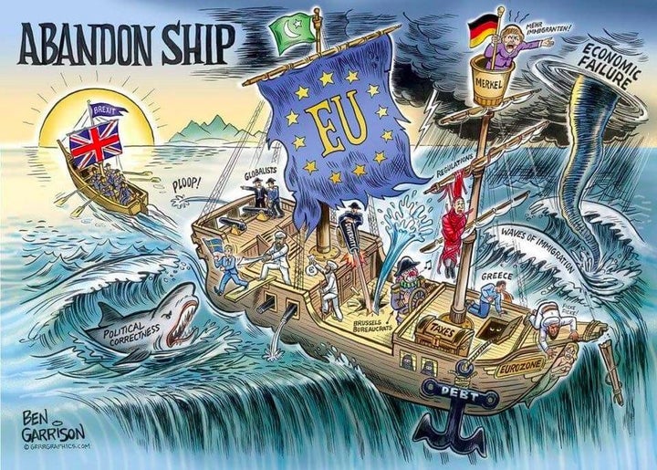 Leave.EU's cartoon. The organization has 700,000+ followers on Facebook. 