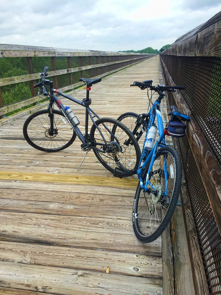 Biking High Bridge on Our Hybridswww.HeatherHummelPhotography.com