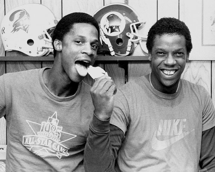 Hot talents and cold treats go well together: New York Mets' Darryl Strawberry (left) and Dwight Gooden share a coconut ice pop at Shea Stadium.