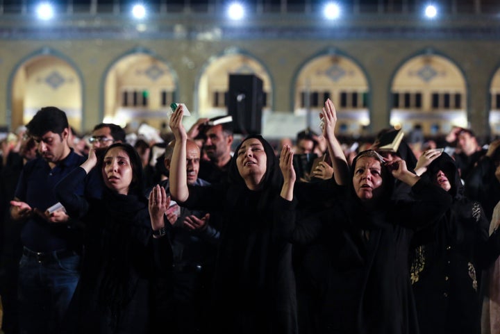 People pray at Mosalla Mosque on the 21th day of Ramadan. Iranian people assume that 19th, 21st and 23rd days of Ramadan are possible Laylat al-Qadr nights. They gather in mosques on these three nights and pray until the morning.