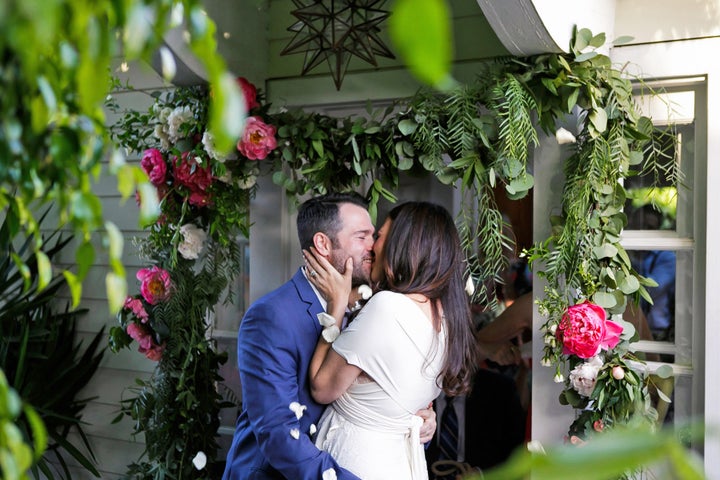 The bride and groom first connected via a mutual friend six years ago. 