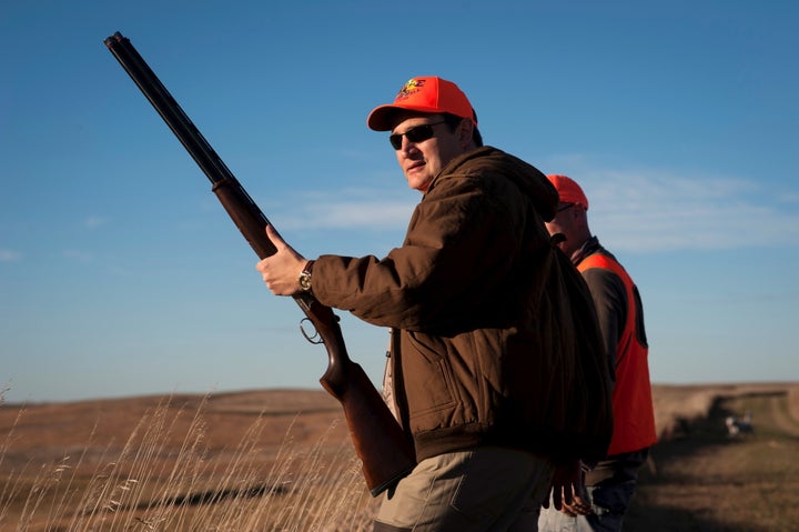 Sen. Ted Cruz pauses before heading further down field during the Col. Bud Day Pheasant Hunt hosted by Rep. Steve King outside of Akron, Iowa, Oct. 31, 2015.