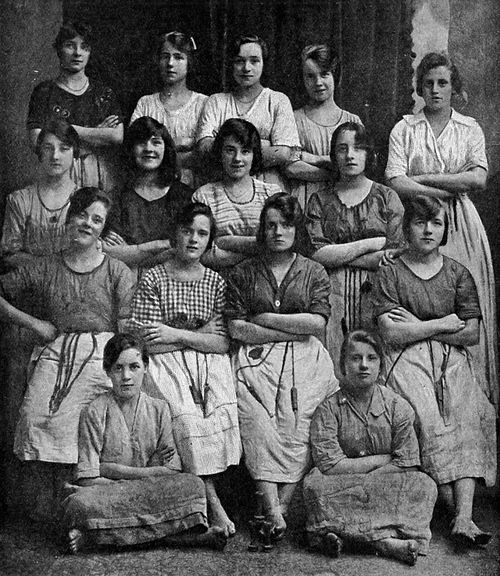 The picture was taken in a Belfast linen mill in 1900