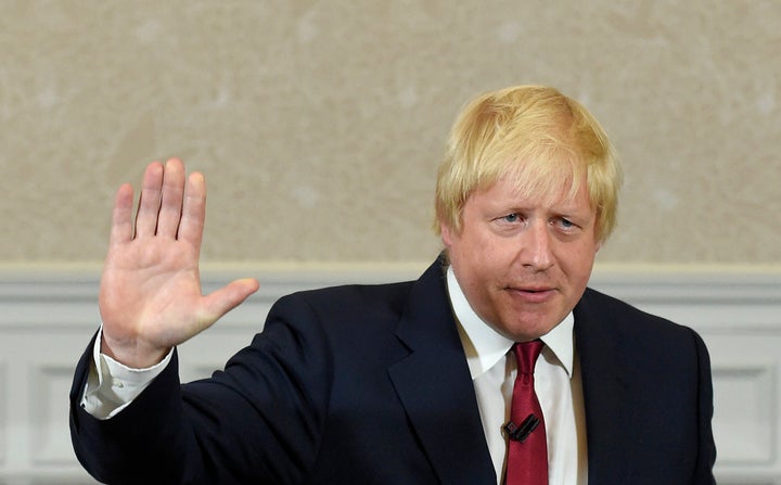 Vote Leave campaign leader, Boris Johnson, waves as he finishes delivering his speech in London, Britain June 30, 2016.