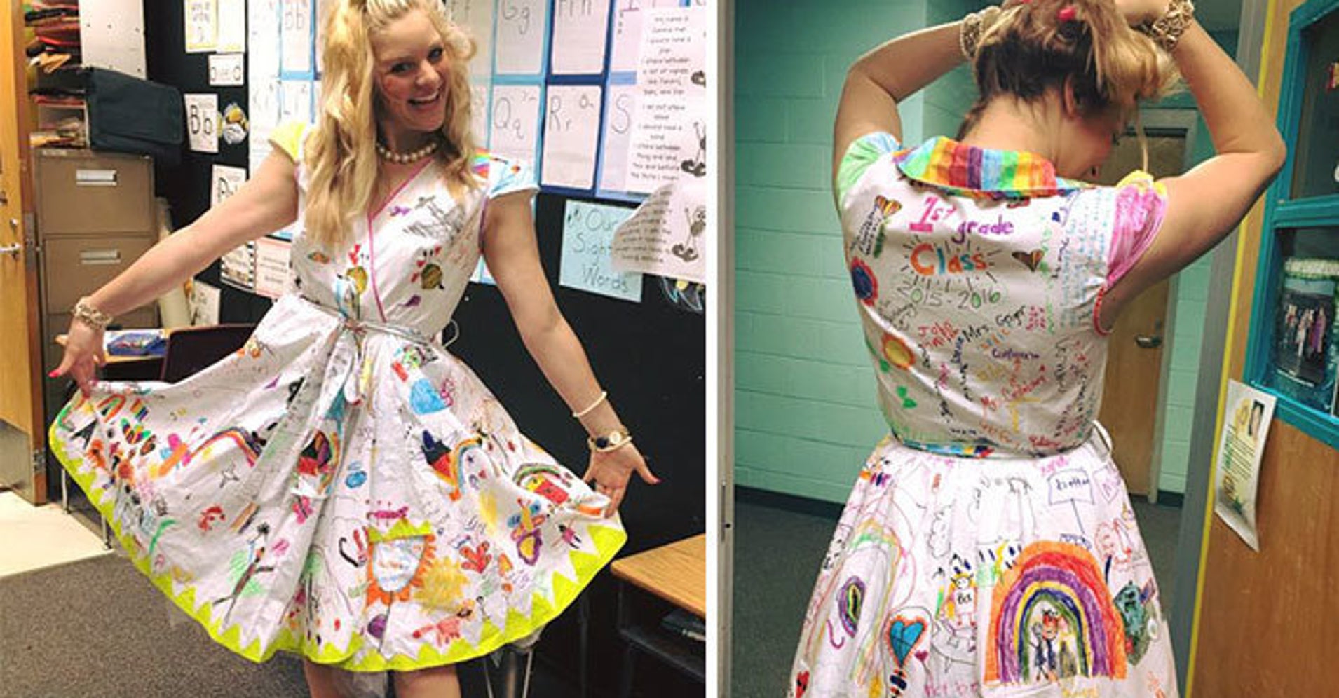 Teacher Had Class Doodle On Her Dress So She’d Never Them HuffPost