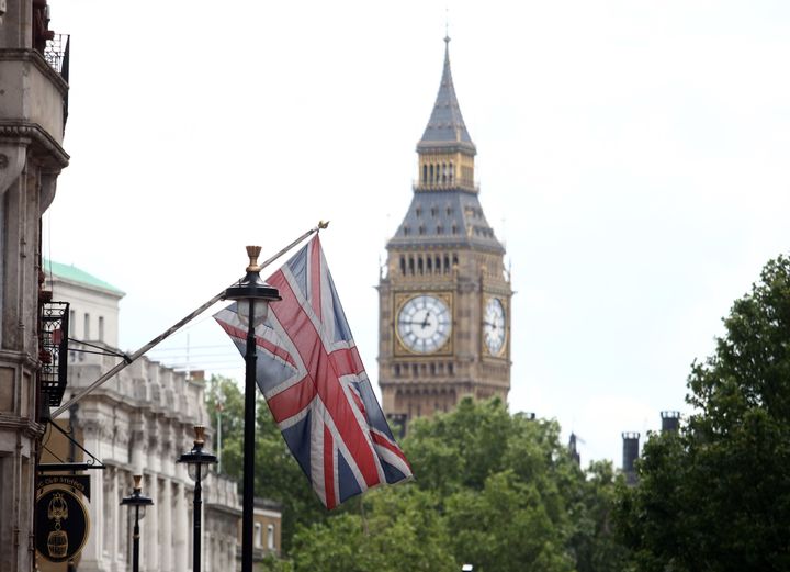 The British union flag near Big Ben