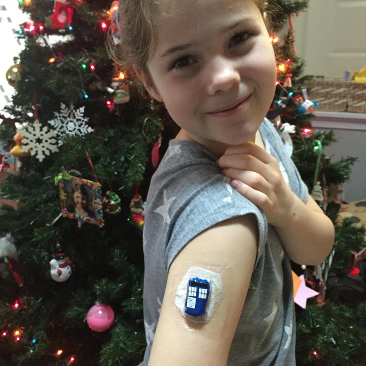 Claire is a big "Doctor Who" fan and has decorated her CGM to make it look like a Tardis.