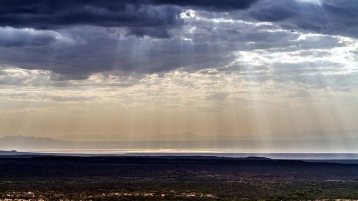 A photo of Lake Natron taken from nearby Kenya.