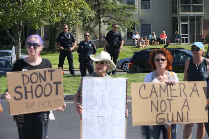 Protesters came out to shed light on poaching after Cecil was killed.