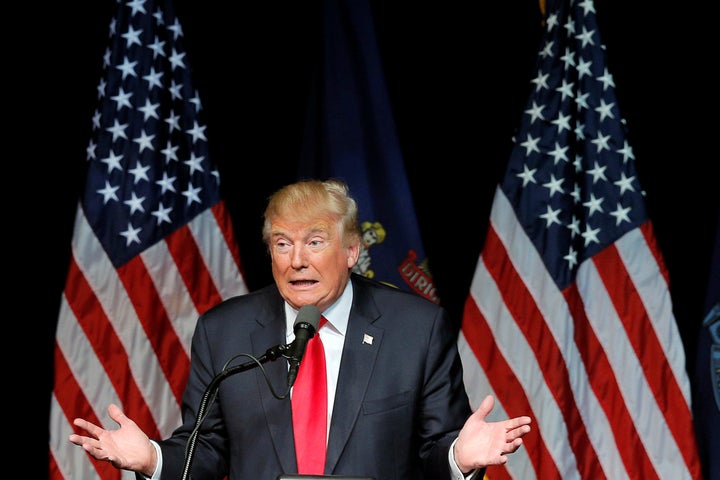 Presumptive GOP presidential nomiee Donald Trump speaks at a campaign rally in Bangor, Maine, on Jun. 29, 2016.