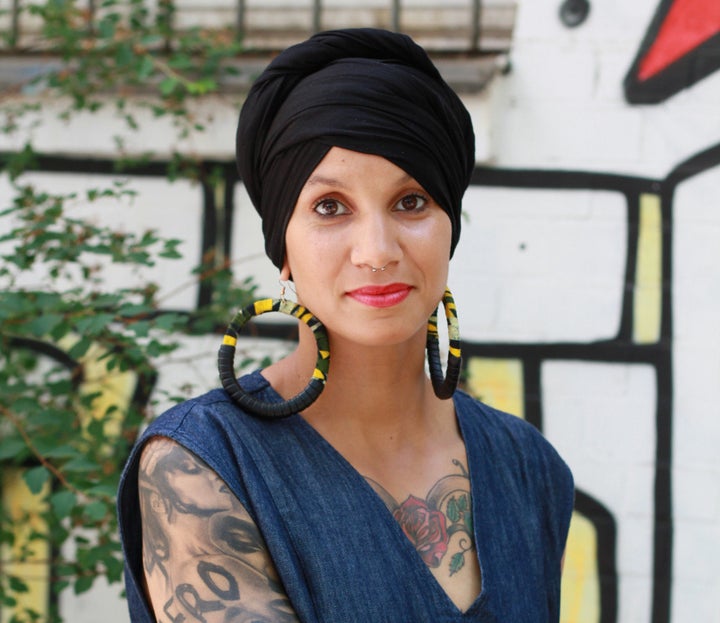 This is Leila, a Muslim from Berlin. Habib writes, "I first met Leila at an arts festival in Berlin for and by queer people of color and I was instantly in awe. She is such a force. I love how she uses the hijab as a symbol of resistance. I'm inspired by her interpretation of dressing modestly daily."