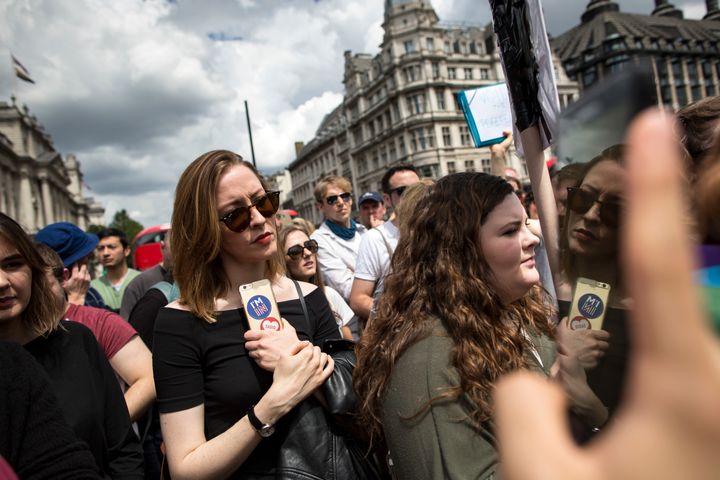 A small group of young people gather to protest on Parliament Square the day after the majority of the British public voted to leave the European Union. Experts say aggregated sleep tracker data, like that gathered by Jawbone after the Brexit vote, can reveal insights about sleep trends but don't necessarily provide the most accurate measure of individual sleep habits.