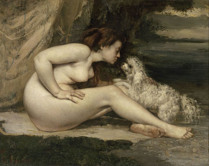 Gustave Courbet, "Nude Woman with a Dog," 1861