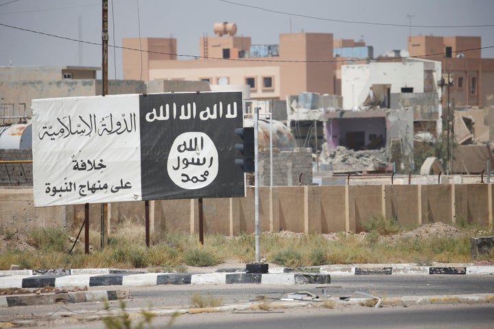 Flag of the Islamic State militants is seen in Fallujah, Iraq, on June 25, 2016.