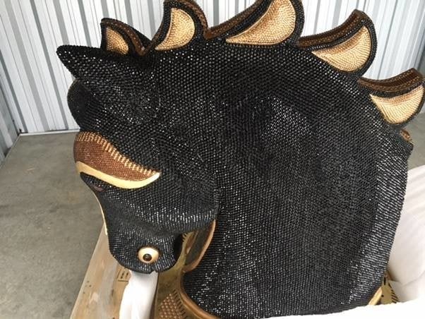 Police and customs officials in New Zealand found $10 million worth of cocaine stashed inside this diamante-encrusted sculpture of a horse's head.