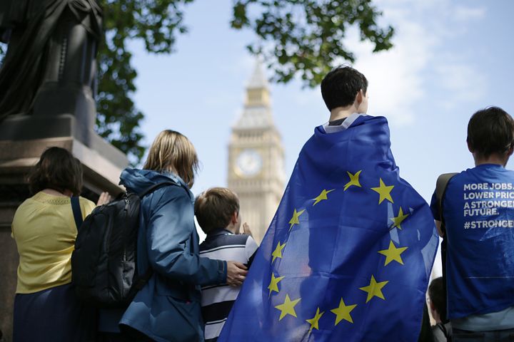 <strong>Remain supporters gather in Parliament Square, London, to take part in the March for Europe rally to to show their support for the European Union in the wake of Brexit</strong>