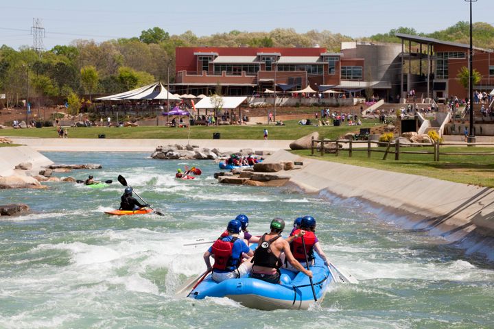 Water samples taken at North Carolina's U.S. National Whitewater Center, pictured, tested positive for Naegleria fowleri, health officials said this week.