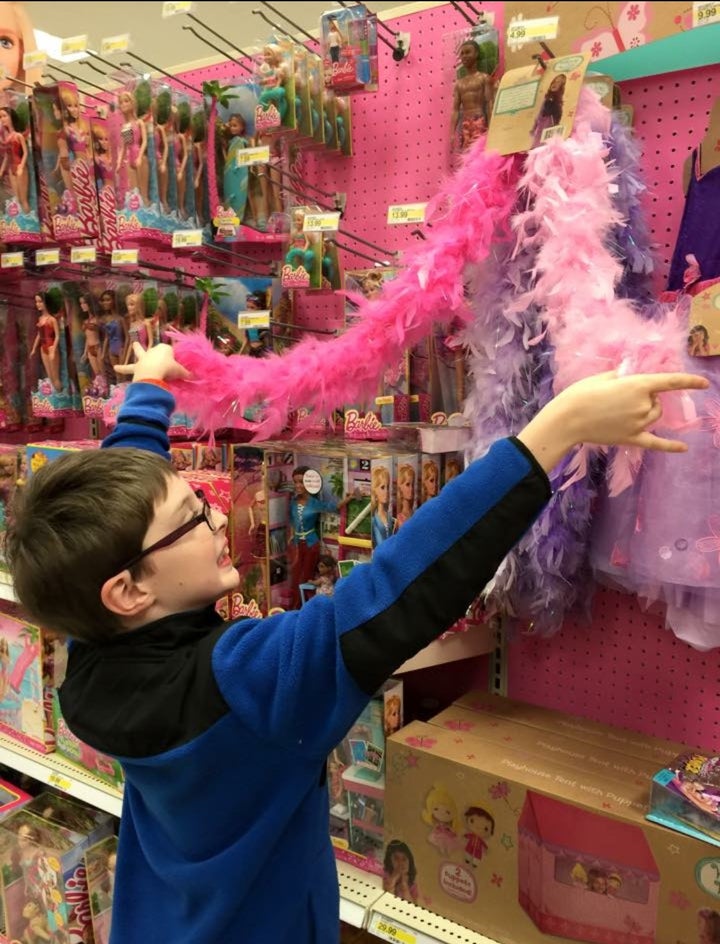 My son on his favorite toy aisle.