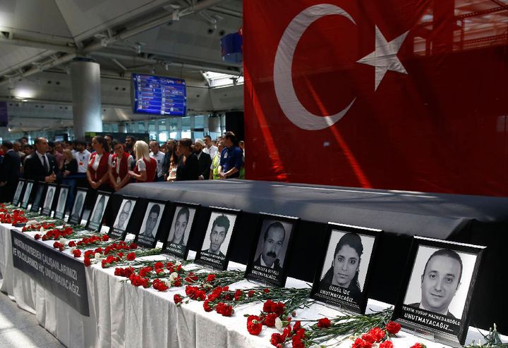 Victims of the 29 June attack commemorated at the Atatürk airport.