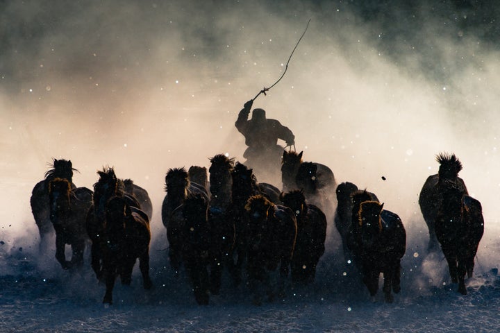 <strong>Winter Horseman.</strong> Photo and caption by Anthony Lau/<a href="http://travel.nationalgeographic.com/photographer-of-the-year-2016/" target="_blank" role="link" class=" js-entry-link cet-external-link" data-vars-item-name="National Geographic Travel Photographer of the Year Contest." data-vars-item-type="text" data-vars-unit-name="577ba636e4b04164641090e2" data-vars-unit-type="buzz_body" data-vars-target-content-id="http://travel.nationalgeographic.com/photographer-of-the-year-2016/" data-vars-target-content-type="url" data-vars-type="web_external_link" data-vars-subunit-name="article_body" data-vars-subunit-type="component" data-vars-position-in-subunit="2">National Geographic Travel Photographer of the Year Contest.</a><em> "</em>The Winter in Inner Mongolia is very unforgiving. At a freezing temperature of minus twenty and lower with constant breeze of snow from all direction, it was pretty hard to convince myself to get out of the car and take photos. Not until I saw Inner Mongolia horsemen showing off their skills in commanding the steed from a distance, I quickly grab my telephoto lens and capture the moment when one of the horseman charged out from morning mist."