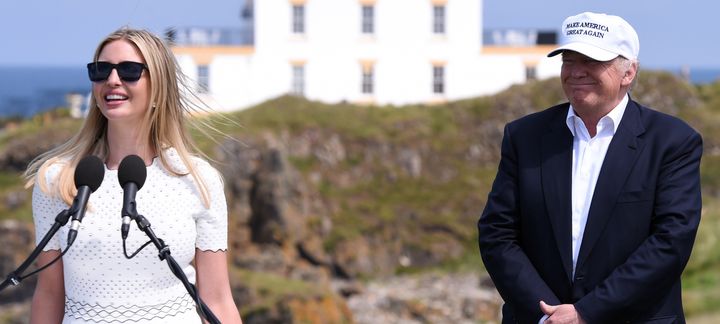 Ivanka Trump, the daughter of presumptive Republican presidential candidate Donald Trump, speaks at the opening of his Turnberry golf course, in Turnberry, Scotland, Britain June 24.
