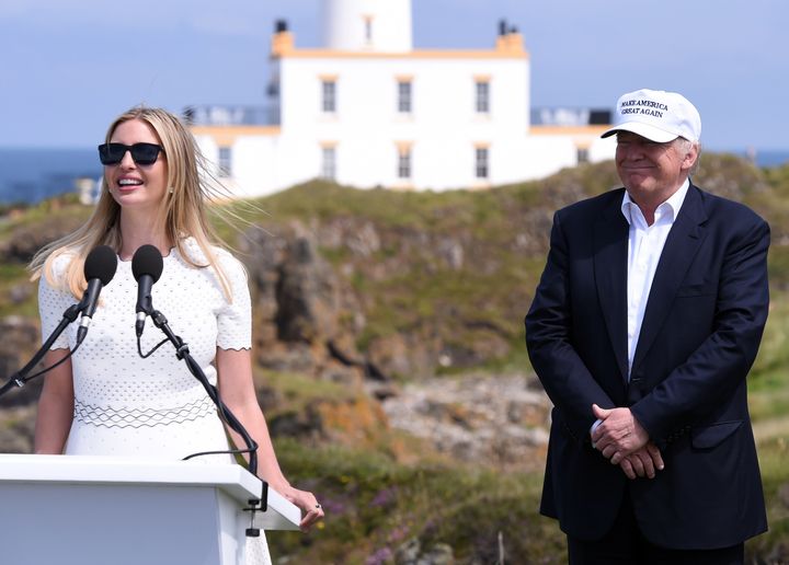 Ivanka Trump, the daughter of presumptive Republican presidential candidate Donald Trump, speaks at the opening of his Turnberry golf course, in Turnberry, Scotland, Britain June 24.