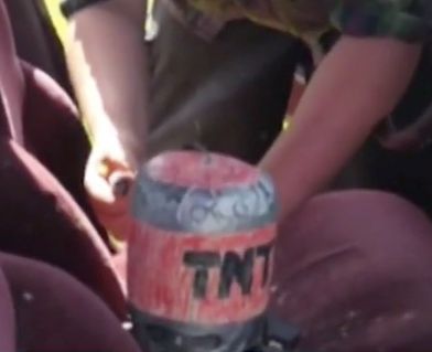 A homemade explosive similar to the one that severely injured Rowdy Radford on Saturday.