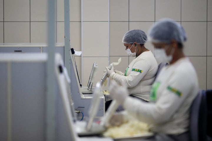 Condoms, produced with natural rubber extracted from the Seringueira tree, are tested at Natex male condoms plant in Xapuri, Acre state, Brazil, June 23, 2016.