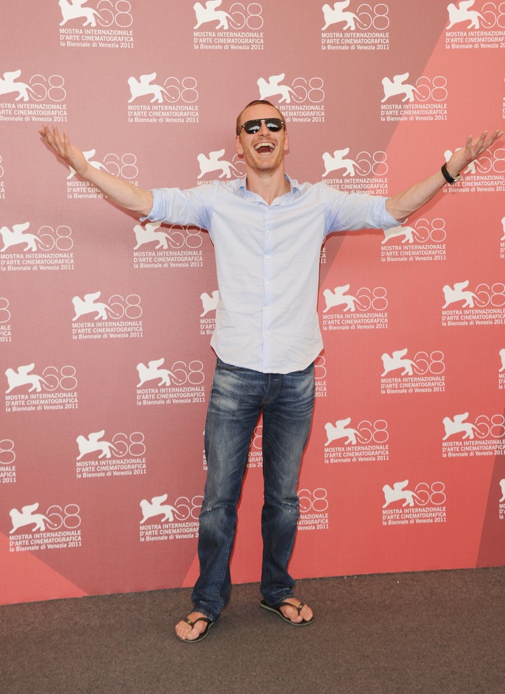 Michael Fassbender wore flip-flops at a 2011 photocall for "A Dangerous Method" in Venice.