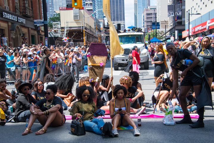 Members of Black Lives Matter Toronto staged a sit-in at the 2016 Pride Parade.