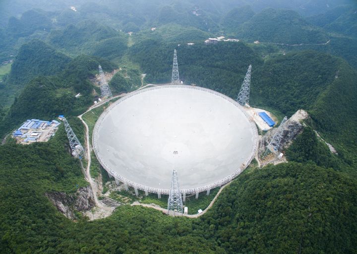 Construction on the Five-hundred-meter Aperture Spherical Telescope, or FAST, began in 2011. Workers installed the last of 4,450 panels on Sunday and operations are scheduled to begin in September.