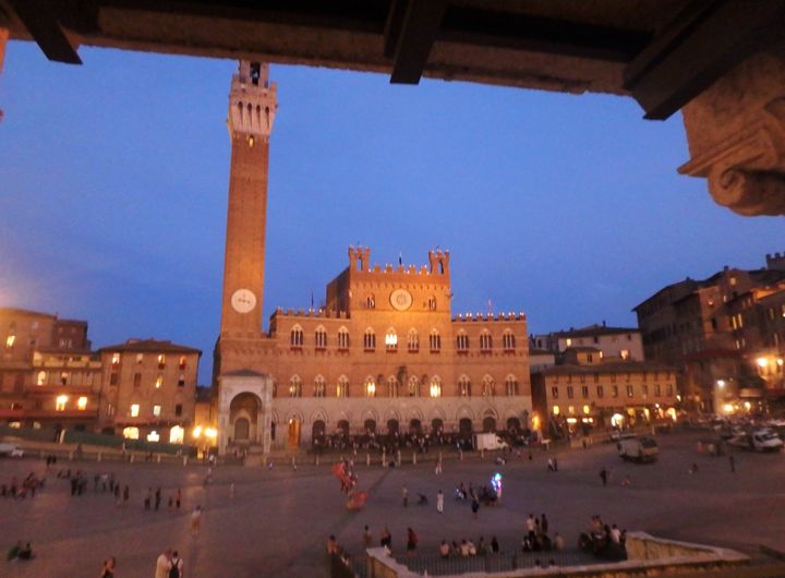 Siena's beautiful Piazza del Campo, the evening of the Palio, after the crowds have gone and before the Lupa contrada returned to celebrate. 