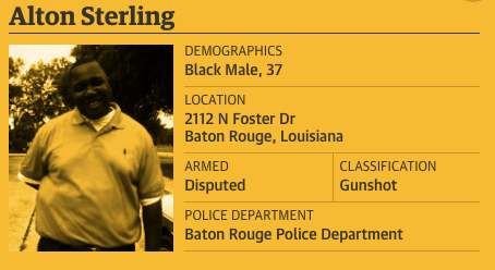 Sterling's entry in The Counted includes information on where and how he died. 