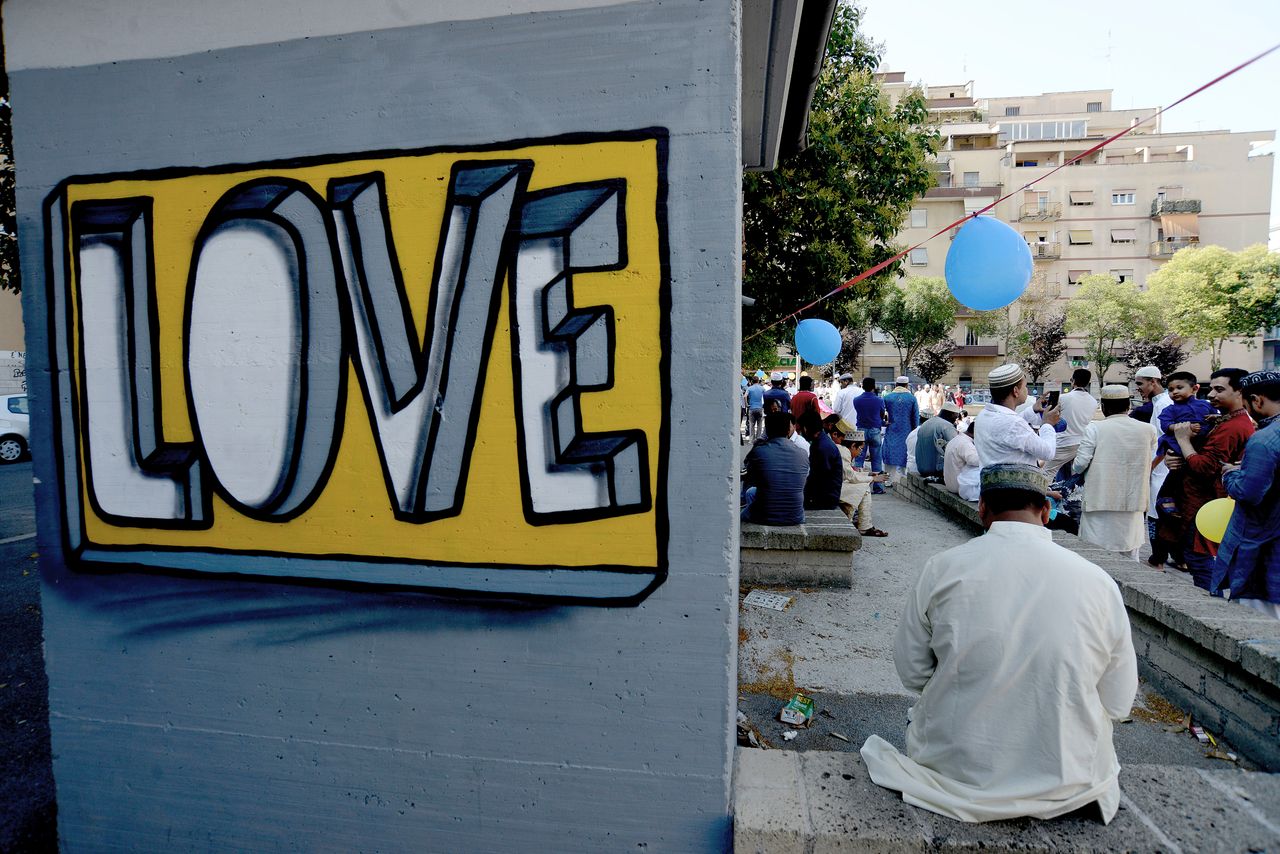 Muslim refugees celebrate Eid in Torpignattara, a multiethnic suburb of Rome.