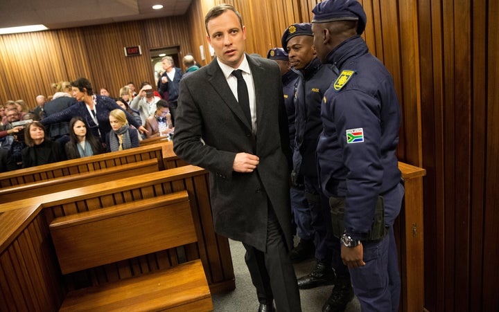 Oscar Pistorius arriving at his July 6 sentencing in Pretoria.