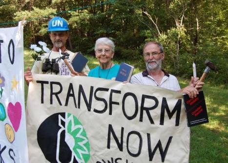 From left: Michael Walli, Sister Megan Rice, and Greg Boertje-Obed undertook a Plowshares action at Y-12. They were convicted of sabotage.