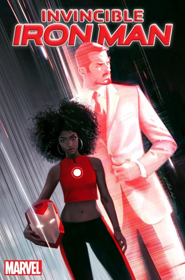 Riri Williams and Tony Stark on the cover of