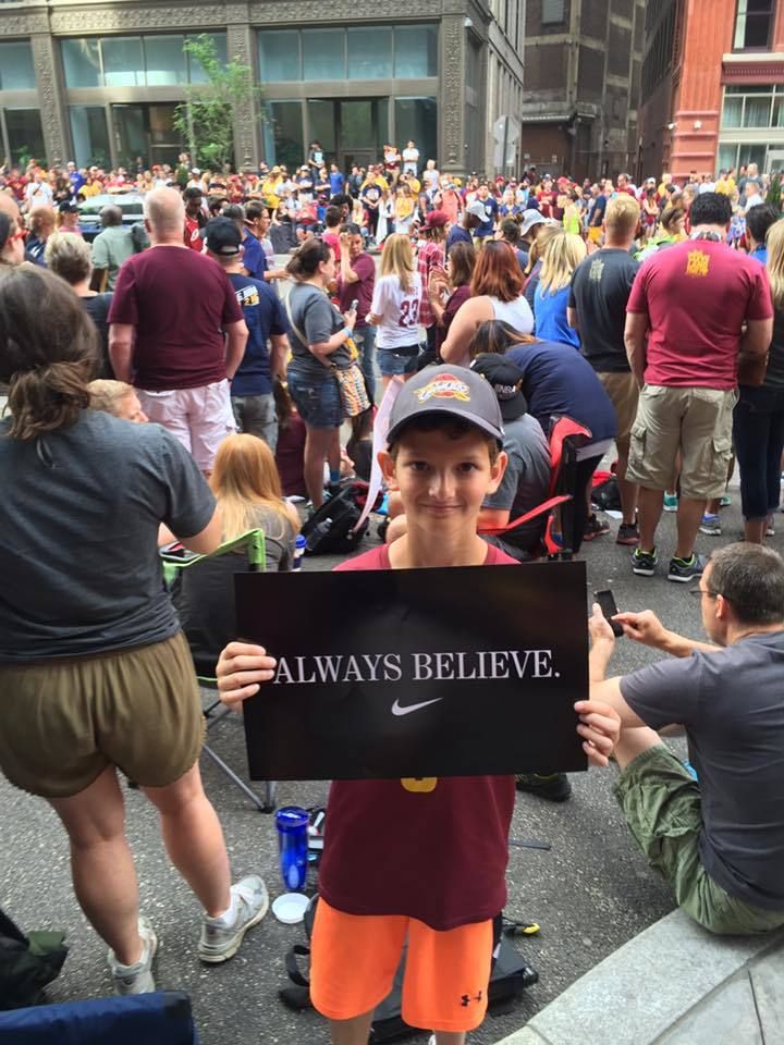 Matthew Goldberg (age 10) celebrating the Cavs championship at the parade in downtown Cleveland on June 22, 2016