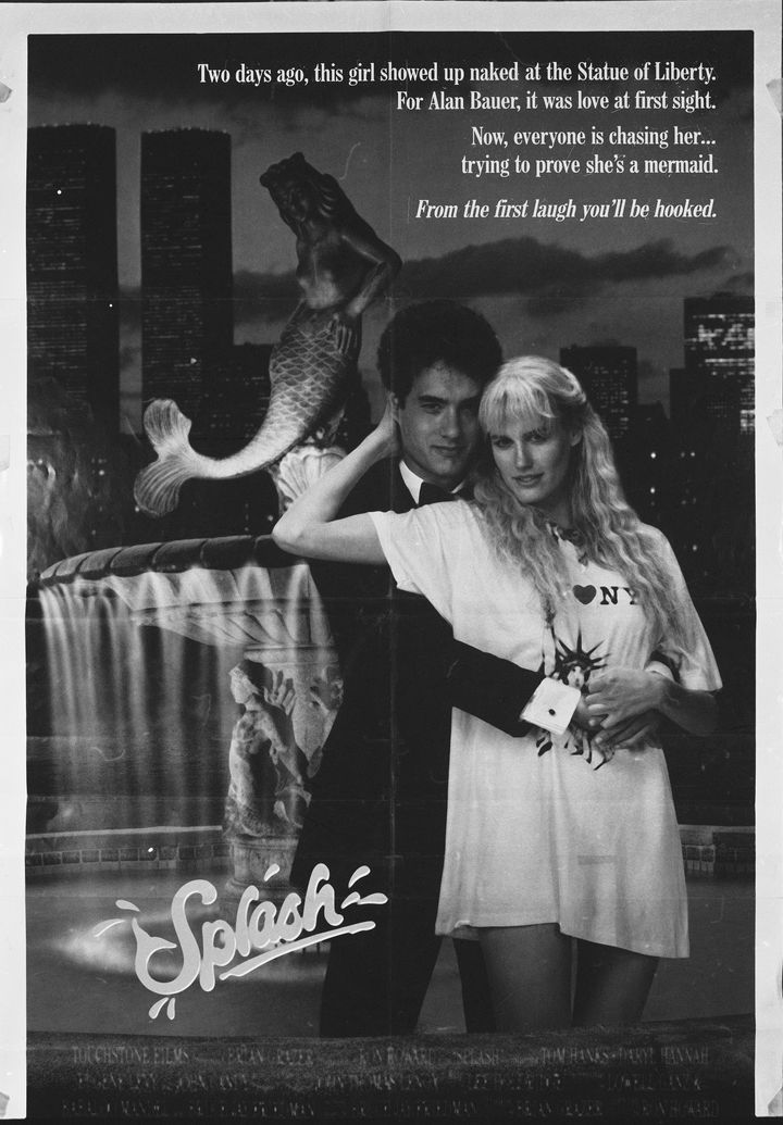 A movie poster for the film "Splash" starring Tom Hanks and Daryl Hannah.