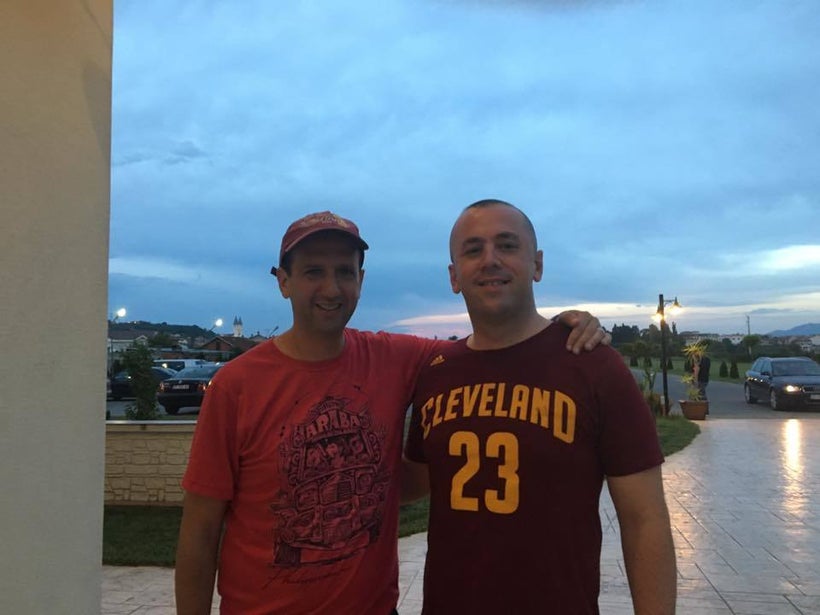 <i>Michael Goldberg and Fatos Axhemi celebrating the Cavs victory</i>