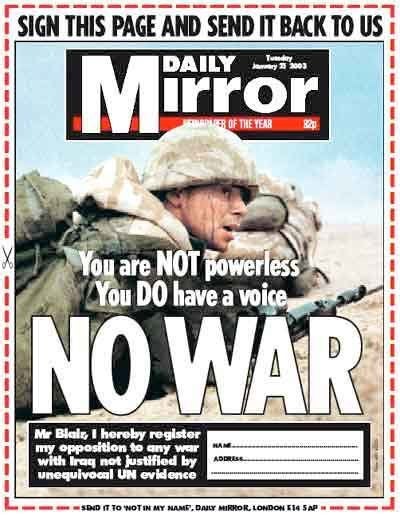 The Mirror's January 23 2003 front page