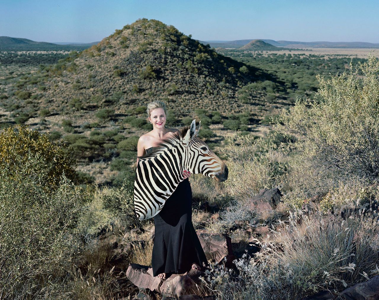 Caren and shoulder-mounted mountain's zebra.